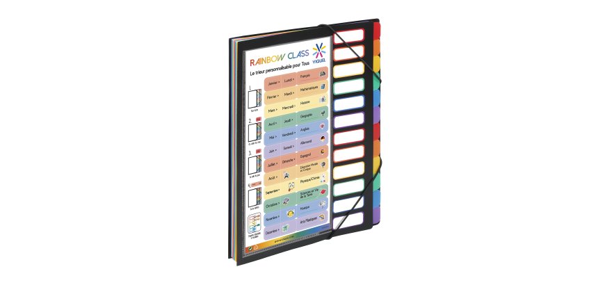 Trieur plastique extensible 12 onglets "School Case" Viquel Rainbow Class