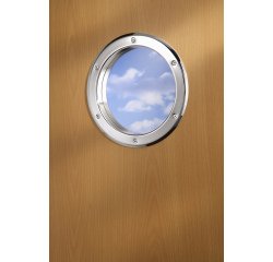Hublot de porte rond nickelé mat