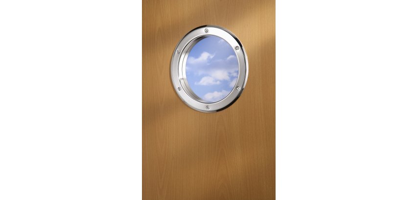 Hublot de porte rond nickelé mat
