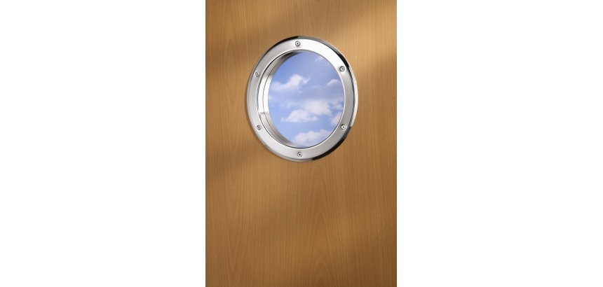 Hublot de porte rond nickelé mat