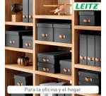 Caja de almacenamiento Leitz Puro con tapa, media baja, 8L, cartón 100% reciclado, paquete de 2 - Negro - 8