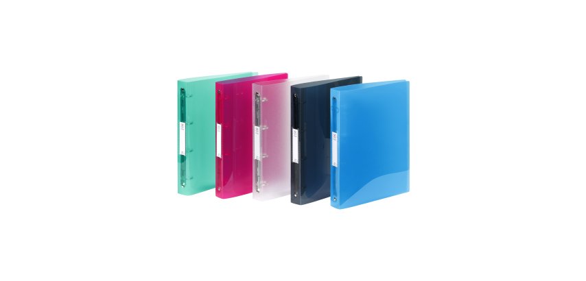 Classeur 4 anneaux plastifié Viquel Propyglass Viquel A4Maxi - Dos 4 cm - couleurs translucides assorties