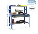 Banco de trabajo Simonwork BT4 con cajón , cuelga rollo, y repisa An 120 cm azul/madera
