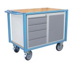 Servante établi équipée 4 tiroirs + 1 bloc porte plateau médium 1060 x 680 mm 500 kg roue TPE