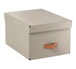Caja de almacenamiento Leitz Puro con tapa, mediana, 17L, cartón 100% reciclado, paquete de 2 - Beige - 17
