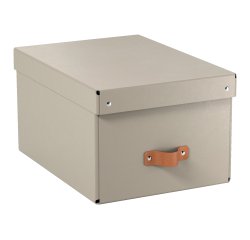 Caja de almacenamiento Leitz Puro con tapa, mediana, 17L, cartón 100% reciclado, paquete de 2