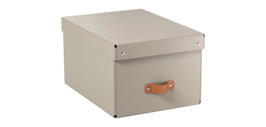 Caja de almacenamiento Leitz Puro con tapa, mediana, 17L, cartón 100% reciclado, paquete de 2 - Beige - 17