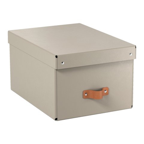Caja de almacenamiento Leitz Puro con tapa, mediana, 17L, cartón 100% reciclado, paquete de 2 - Beige - 17