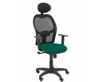 Silla de oficina Alocén malla con brazos regulables y cabecero - Asiento Verde vidrío