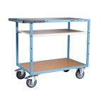 Servante mécano-soudée 3 plateaux médium 400 kg 1000 x 600 mm roue TPE