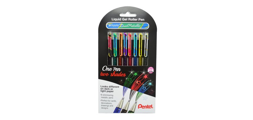 Estuche 8 unidades del bolígrafo Dual Metallic de tinta de gel Pentel