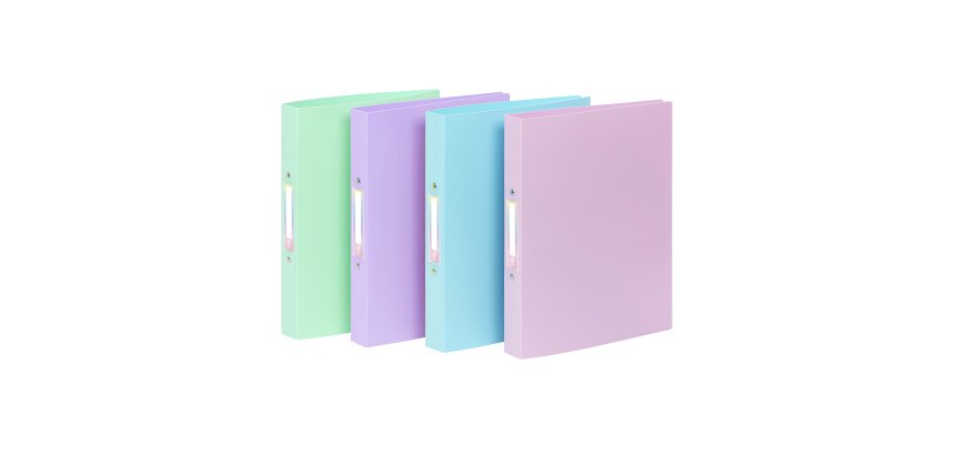 Classeur souple A4 MAXI - 2 anneaux - Dos 4 cm - polypropylène - RAINBOW PASTEL VIQUEL - Coloris assortis