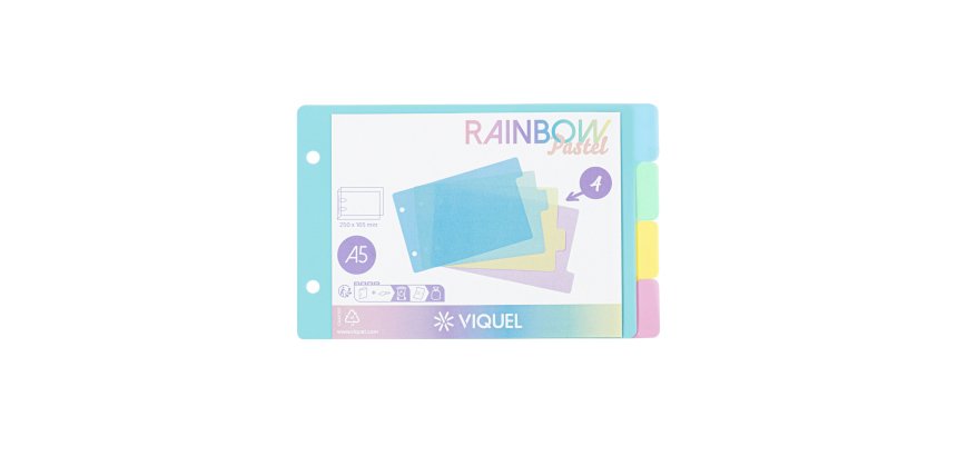 Intercalaires 4 Positions A5 - VIQUEL RAINBOW PASTEL - couleurs assorties