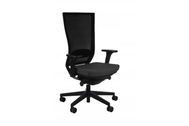 Fauteuil de bureau ergonomique MARTI, Tissu et maille, avec accoudoirs 3D, mécanisme synchrone, pieds noirs