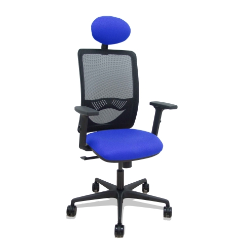 Silla de oficina Zulema con reposabrazos 2D y cabecera - Azul