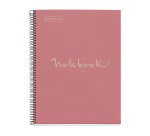 Notebook Eco Emotions, Carton recyclé, A4, quadrillage 5x5 mm, 80 feuilles de 1 couleur, Miquelrius, Rose.
