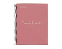 Notebook Eco Emotions, Carton recyclé, A4, quadrillage 5x5 mm, 80 feuilles de 1 couleur, Miquelrius, Rose.
