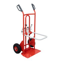 Diable porte-chaises acier 250/70 kg bavette réglable poignée à garde roue pneumatique