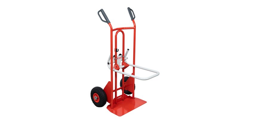 Diable porte-chaises acier 250/70 kg bavette réglable poignée à garde roue pneumatique