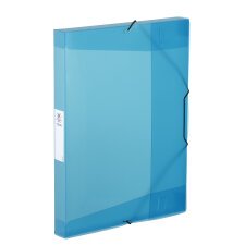 Boîte de classement plastique Viquel Coolbox 25 x 33 - format A4 dos 3 cm - translucide bleu