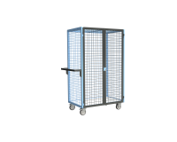 Servante grillagée 4 côtés, verrouillable, plateau bois, 1000 x 600 mm, 250 kg