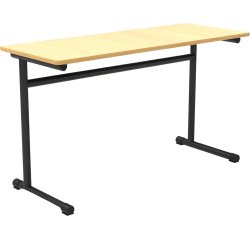 Table école Fabiano biplace L 130cm - Taille T6 pour primaire P5 à secondaire - Noir - Hêtre