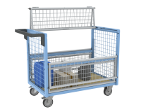 Chariot conteneur grillagé avec toit, 1000 x 600 mm, 250 kg