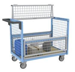 Chariot conteneur grillagé avec toit, 1000 x 600 mm, 250 kg