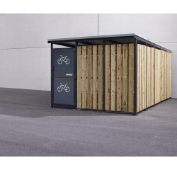 Abri vélo sécurisé Modèle 3x5m Modèle tôle/bois
