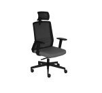 Ergonomische bureaustoel COCO stof en mesh, 3D-armleuningen, hoofdkussen, synchrone mechanisme, zwarte poten