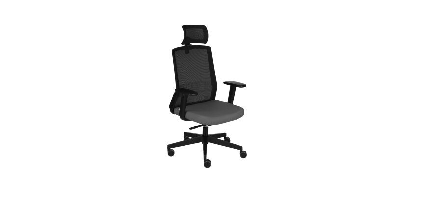 Ergonomische bureaustoel COCO stof en mesh, 3D-armleuningen, hoofdkussen, synchrone mechanisme, zwarte poten