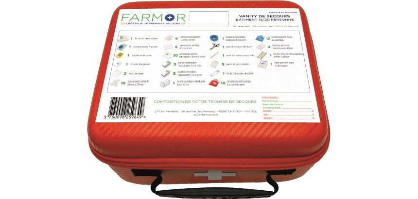 Vanity de secours Bâtiment 15/20 personnes en PU orange