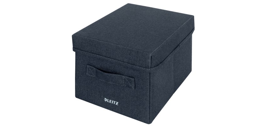 Caja de tela para almacenaje con tapa S, 2 piezas, gris