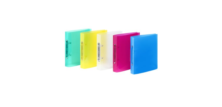 Classeur 2 anneaux plastifié Viquel Propyglass A5 - Dos 3.5 cm couleurs assorties vives