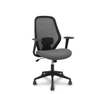 Office chair - Ergo529, black mesh backrest, gray fabric seat, pyramidal base, nylon casters