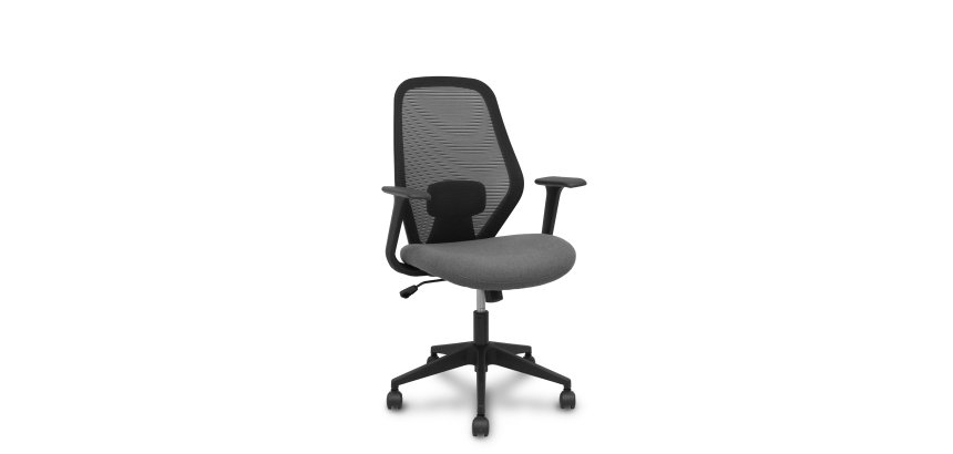 Office chair - Ergo529, black mesh backrest, gray fabric seat, pyramidal base, nylon casters
