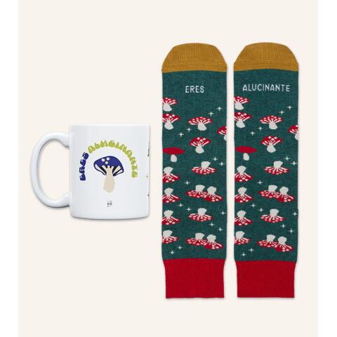 Kit Taza + Calcetines "Eres alucinante" talla 42-46