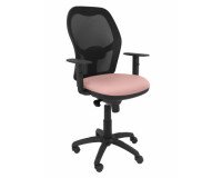 Silla Jorquera malla negra asiento bali rosa pálido