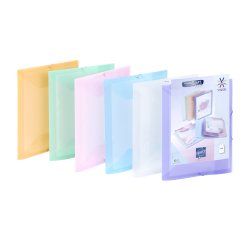 Chemise à élastique 3 rabats plastique personnalisable Viquel Propysoft - 23 x 32 dos de 1,5 cm couleurs assorties