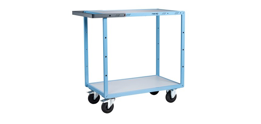 Servante mécano-soudée 2 plateaux mélaminés 250 kg 850 x 500 mm roue caoutchouc