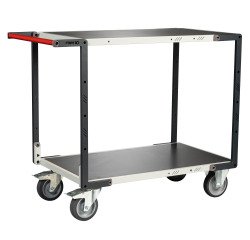 Servante montée 2 plateaux tôle 400 kg 1000 x 600 mm roue TPE