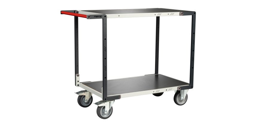 Servante montée 2 plateaux tôle 400 kg 1000 x 600 mm roue TPE