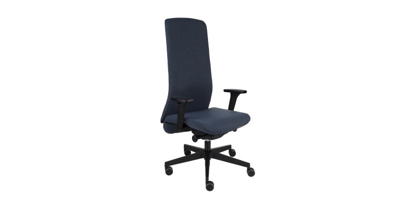 Chaise de bureau ergonomique SMART B NOIR, tissu, avec accoudoirs 3D, mécanisme synchrone, pieds noirs