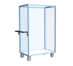 Servante grillagée 3 côtés plateau bois 250 kg 1000 x 600 mm roue TPE