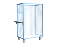 Servante grillagée 3 côtés plateau bois 250 kg 1000 x 600 mm roue TPE