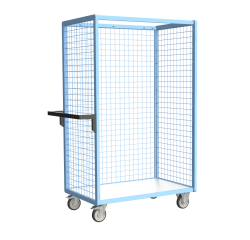 Servante grillagée 3 côtés plateau bois 250 kg 1000 x 600 mm roue TPE