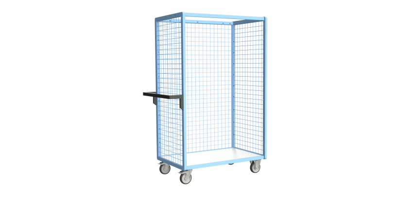 Servante grillagée 3 côtés plateau bois 250 kg 1000 x 600 mm roue TPE