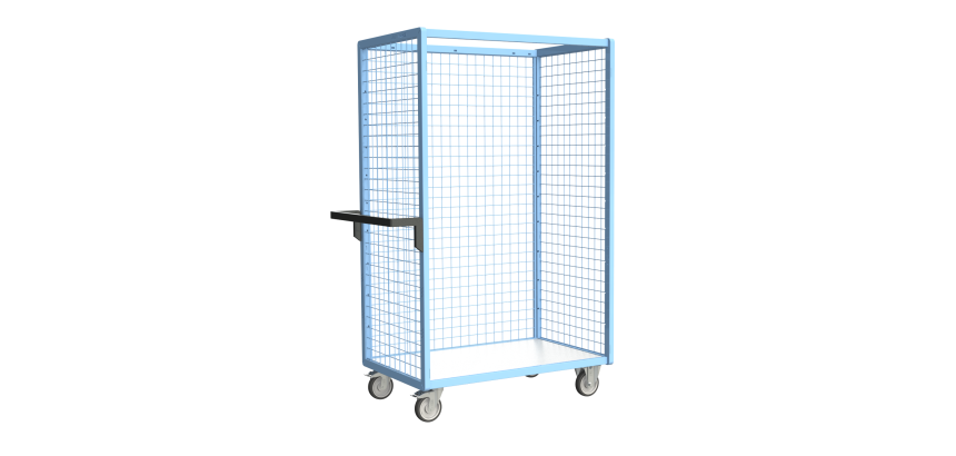 Servante grillagée 3 côtés plateau bois 250 kg 1000 x 600 mm roue TPE