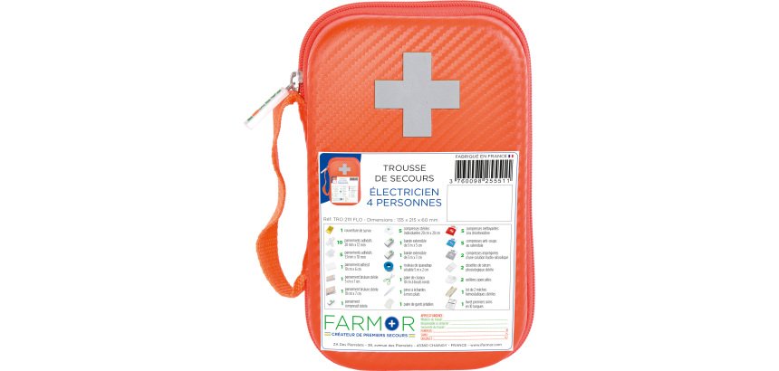 Trousse de secours Électricien 4 personnes en PU orange