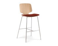 Tabouret haut CODICI assise bois tapissée hauteur 73cm